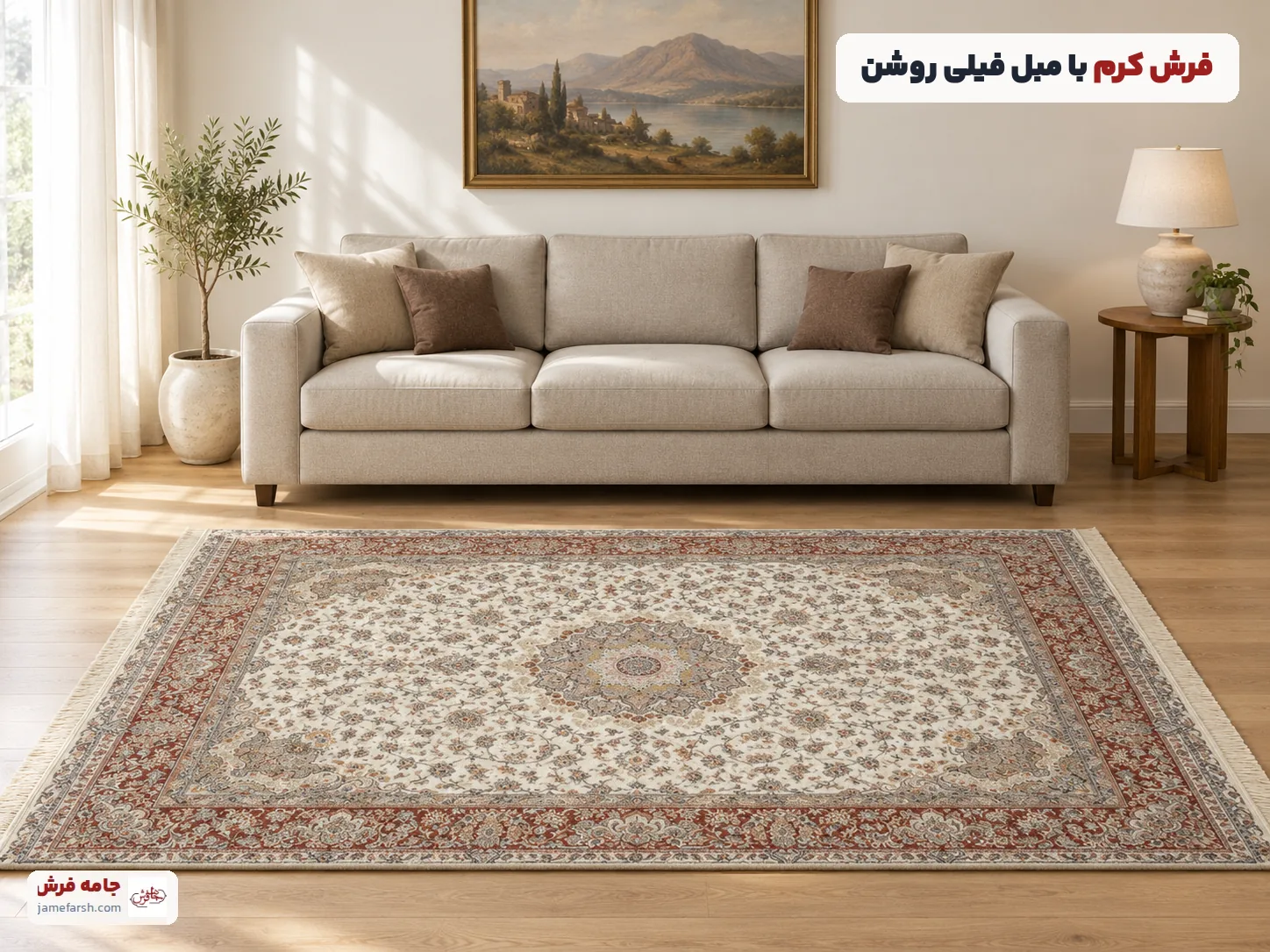 مبل فیلی روشن با فرش کرم