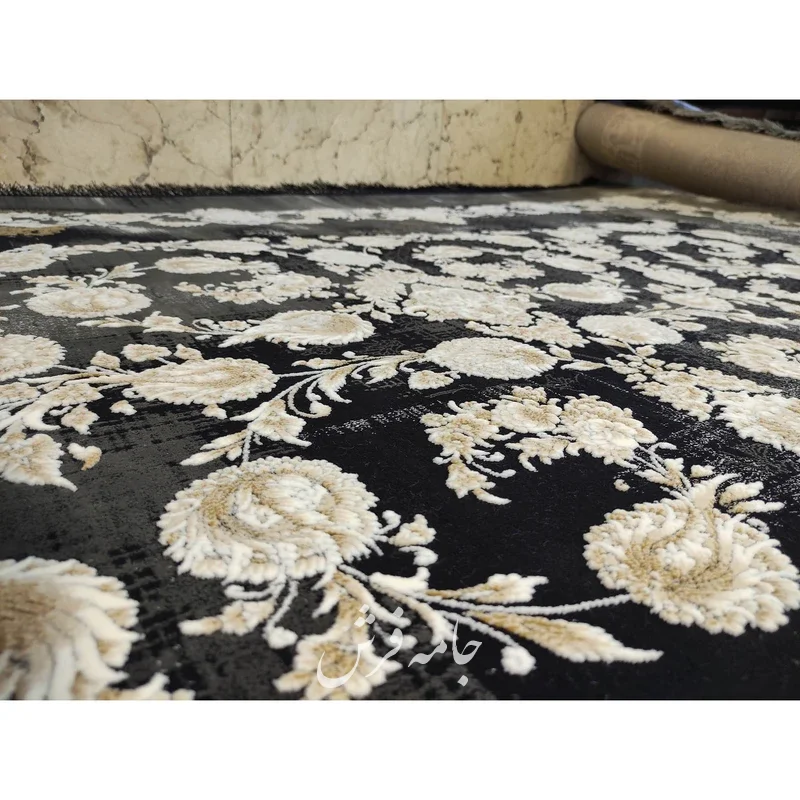 فرش مشهد وینتیج (کهنه‌نما) کد 803582، 1200 شانه، رنگ سرمه‌ای – تصویر 6