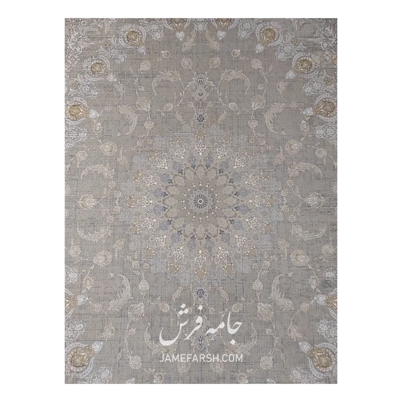 فرش مشهد لچک ترنج کد 803609، 1200 شانه، رنگ فیلی – تصویر 3