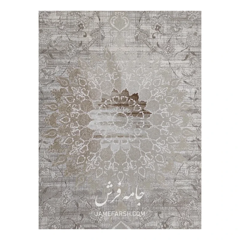 فرش مشهد وینتیج (کهنه‌نما) کد 803688، 1200 شانه، رنگ کرم – تصویر 4
