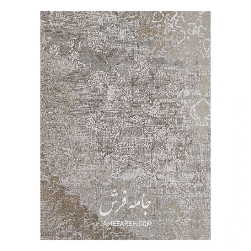 فرش مشهد وینتیج (کهنه‌نما) کد 803688، 1200 شانه، رنگ کرم – تصویر 6