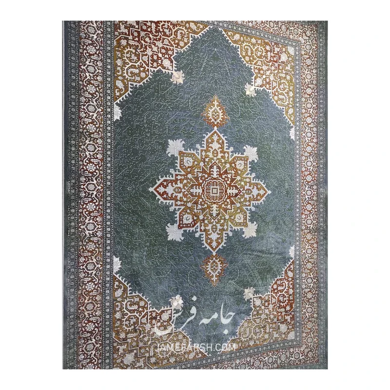 فرش مشهد هریس کد 803304، 1200 شانه، رنگ طوسی – تصویر 6