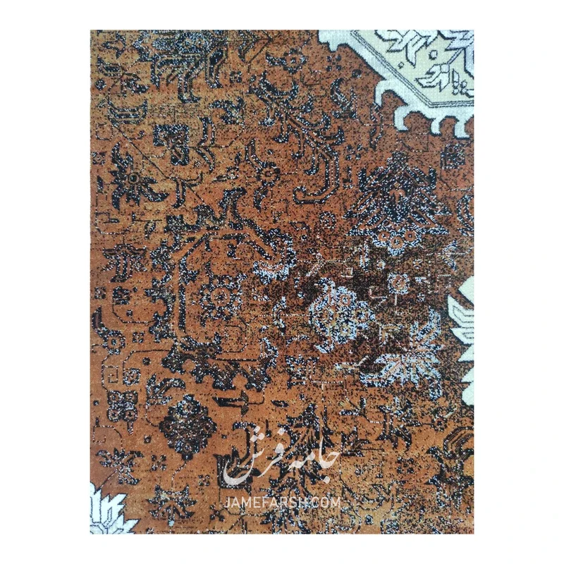 فرش مشهد هریس کد 803304، 1200 شانه، رنگ آجری – تصویر 7