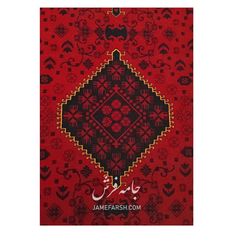 فرش مشهد بلوچی کد 871340، 700 شانه، رنگ لاکی – تصویر 4