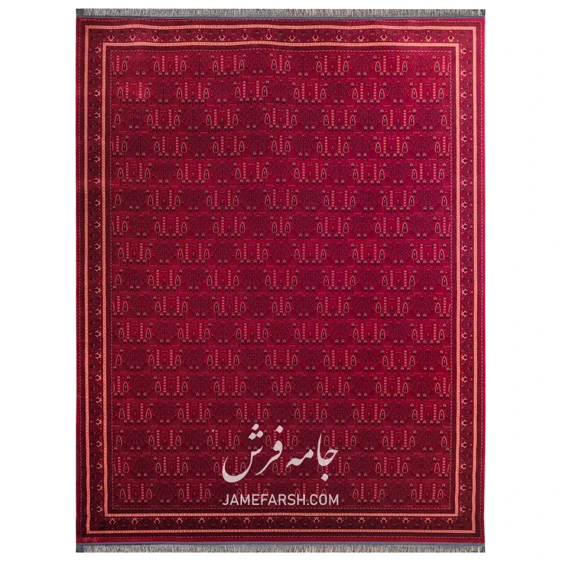 فرش مشهد بلوچی کد 871341، 700 شانه، رنگ لاکی – تصویر 2