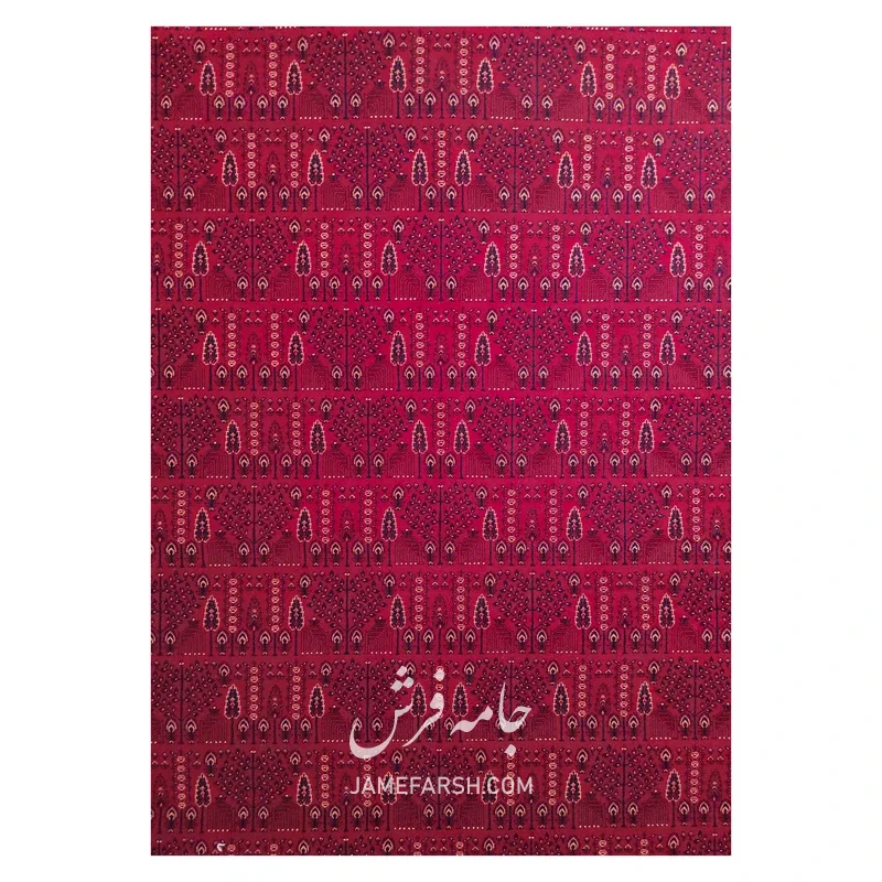 فرش مشهد بلوچی کد 871341، 700 شانه، رنگ لاکی – تصویر 3