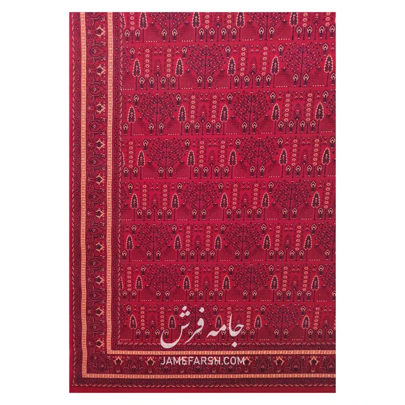 فرش مشهد بلوچی کد 871341، 700 شانه، رنگ لاکی – تصویر 5