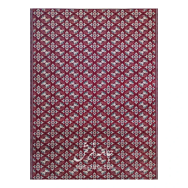 فرش مشهد ترکمن کد 871332، 700 شانه، رنگ لاکی – تصویر 3
