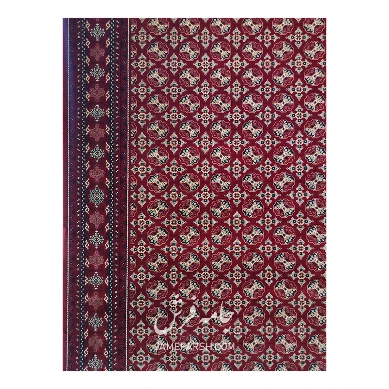 فرش مشهد ترکمن کد 871332، 700 شانه، رنگ لاکی – تصویر 6