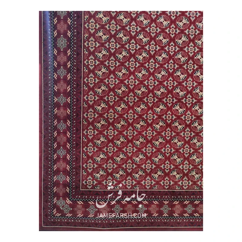 فرش مشهد ترکمن کد 871332، 700 شانه، رنگ لاکی – تصویر 7