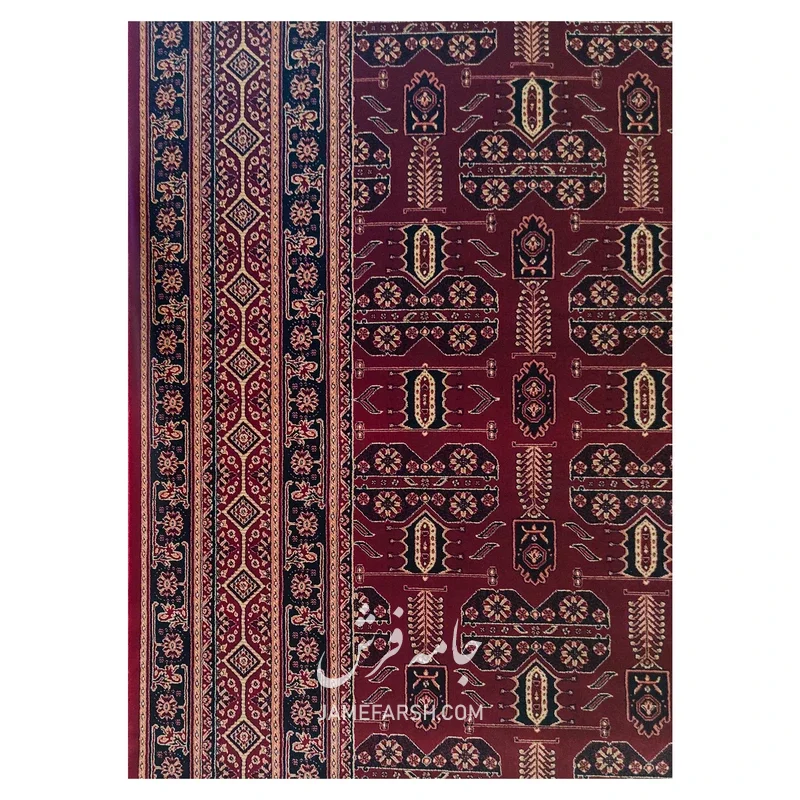 فرش مشهد بلوچی کد 871345، 700 شانه، رنگ لاکی – تصویر 5