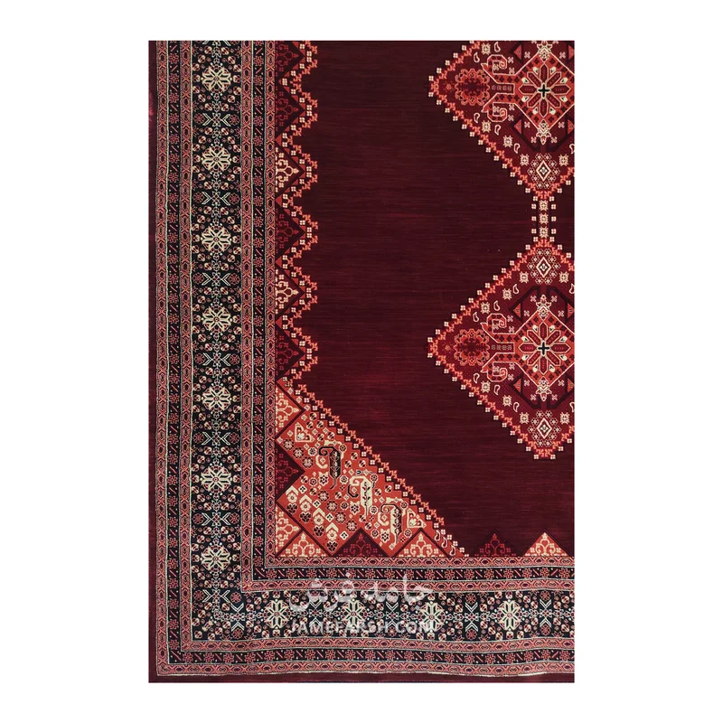 فرش مشهد بلوچی کد 871359، 700 شانه، رنگ لاکی – تصویر 6