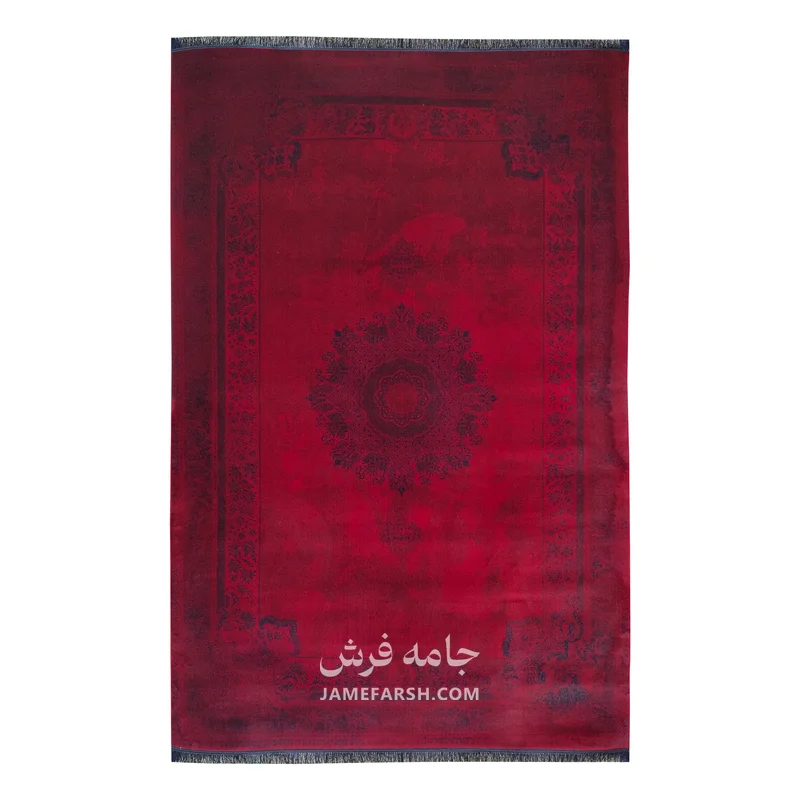 فرش مشهد لچک ترنج کد 871312، 700 شانه، رنگ لاکی – تصویر 2