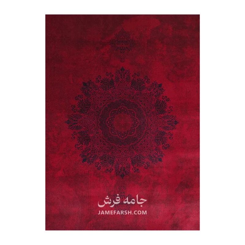 فرش مشهد لچک ترنج کد 871312، 700 شانه، رنگ لاکی – تصویر 3