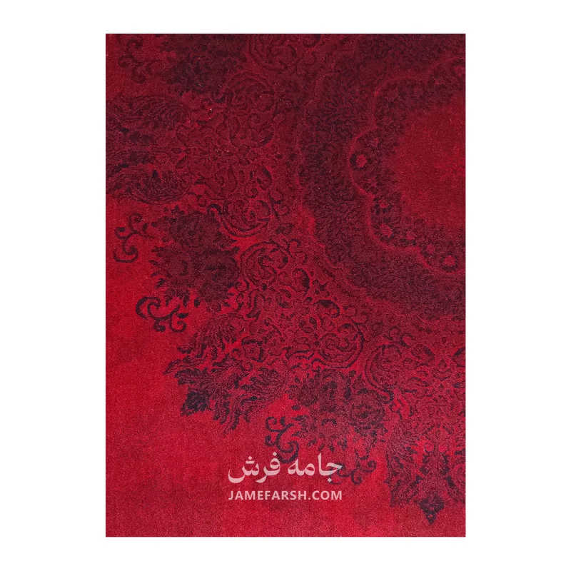 فرش مشهد لچک ترنج کد 871312، 700 شانه، رنگ لاکی – تصویر 4