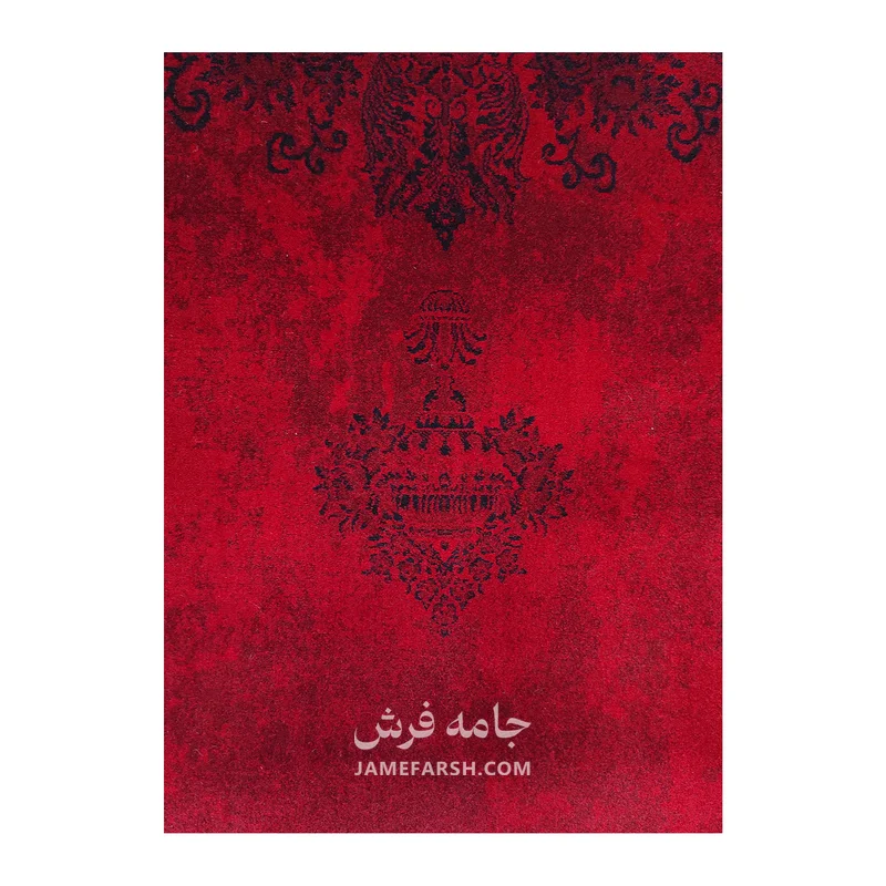 فرش مشهد لچک ترنج کد 871312، 700 شانه، رنگ لاکی – تصویر 5