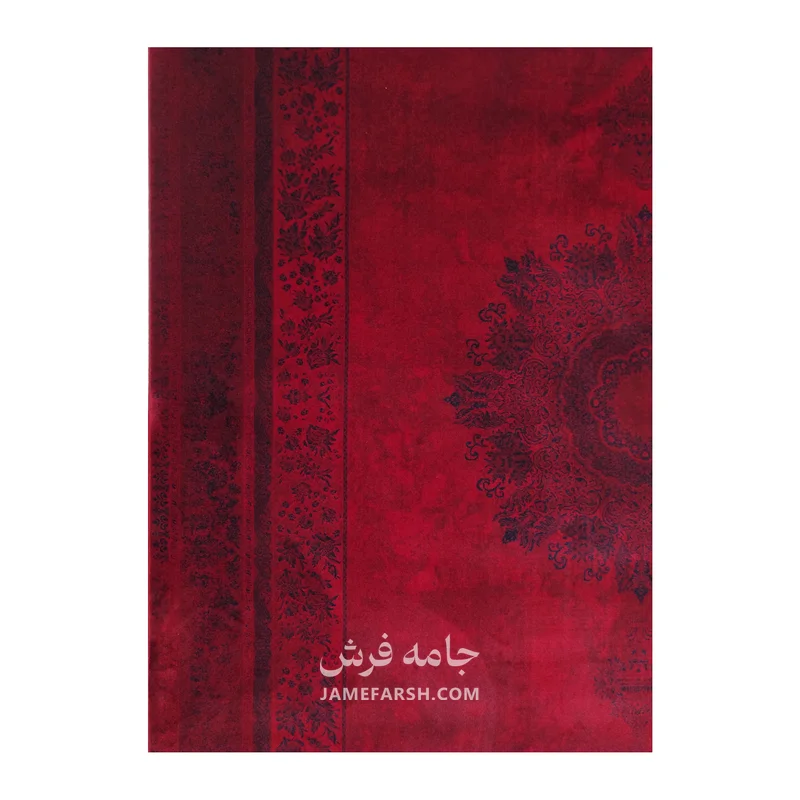 فرش مشهد لچک ترنج کد 871312، 700 شانه، رنگ لاکی – تصویر 7