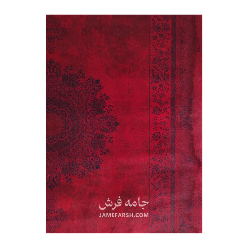 فرش مشهد لچک ترنج کد 871312، 700 شانه، رنگ لاکی – تصویر 8