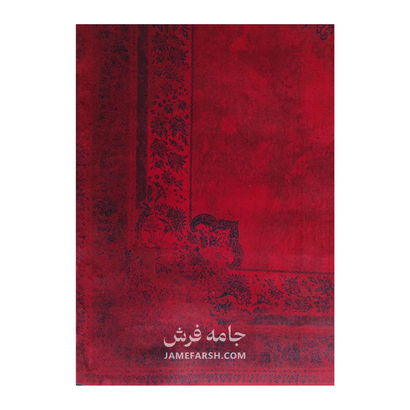 فرش مشهد لچک ترنج کد 871312، 700 شانه، رنگ لاکی – تصویر 10