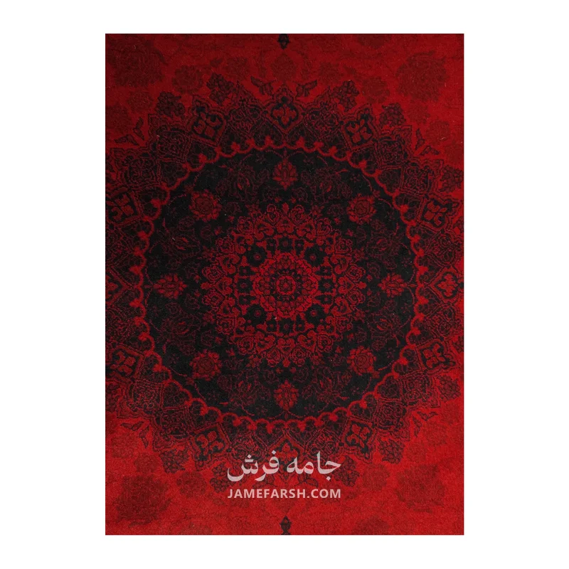 فرش مشهد لچک ترنج کد 871313، 700 شانه، رنگ لاکی – تصویر 3