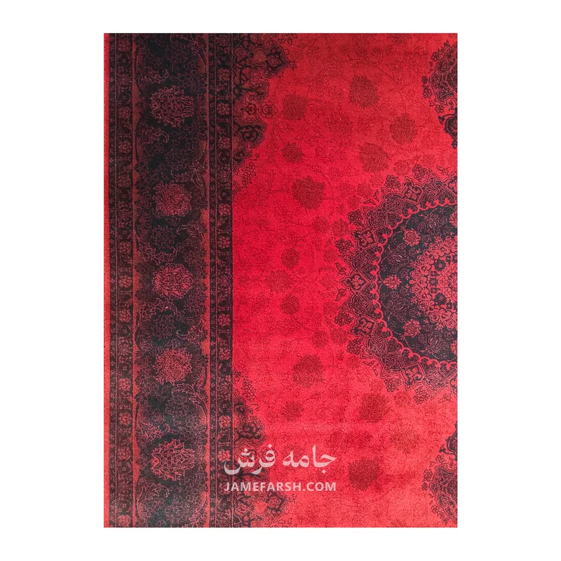 فرش مشهد لچک ترنج کد 871313، 700 شانه، رنگ لاکی – تصویر 4
