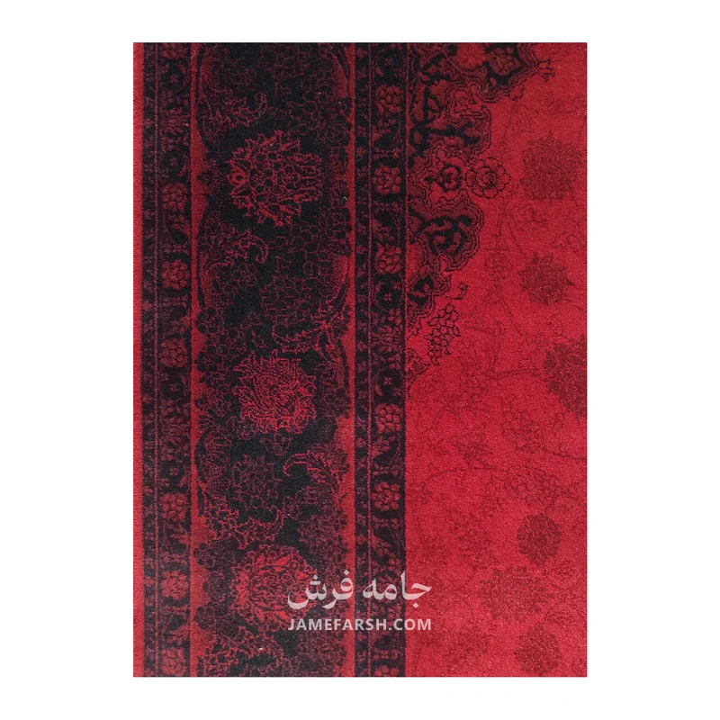 فرش مشهد لچک ترنج کد 871313، 700 شانه، رنگ لاکی – تصویر 5
