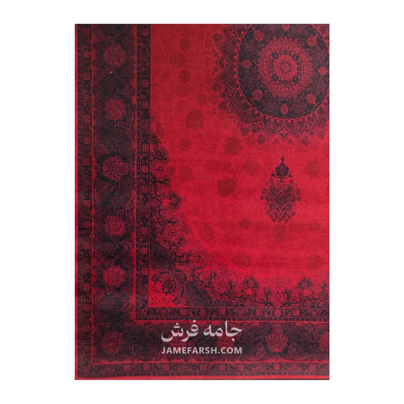 فرش مشهد لچک ترنج کد 871313، 700 شانه، رنگ لاکی – تصویر 6