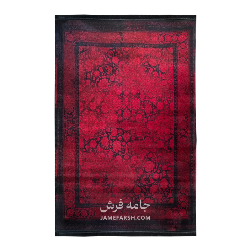 فرش مشهد وینتیج (کهنه‌نما) کد 871310، 700 شانه، رنگ سرمه‌ای – تصویر 2