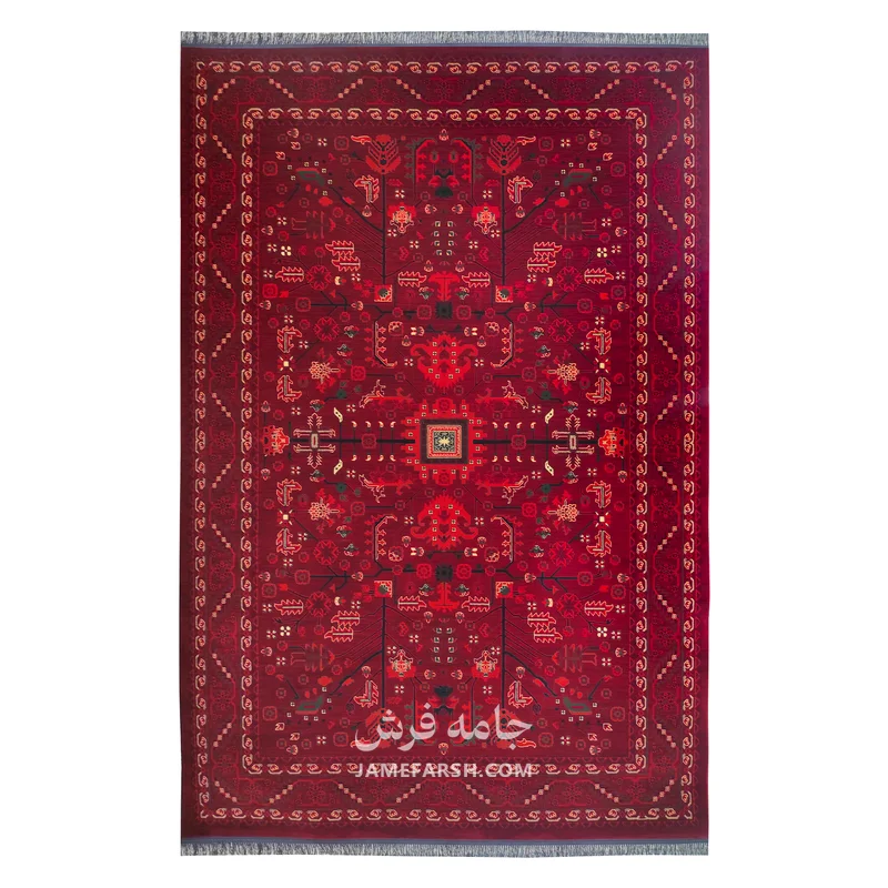 فرش مشهد سلطان‌آباد کد 871382، 700 شانه، رنگ لاکی – تصویر 2