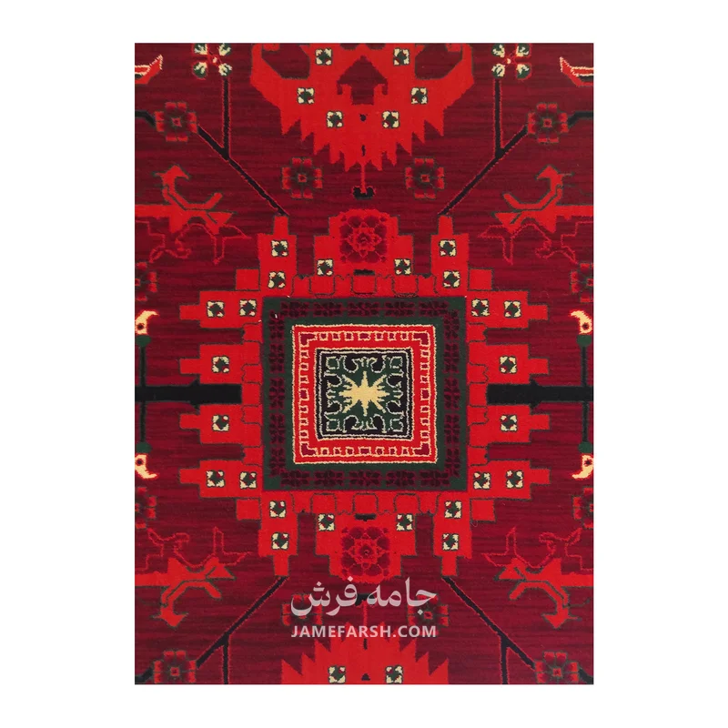 فرش مشهد سلطان‌آباد کد 871382، 700 شانه، رنگ لاکی – تصویر 4