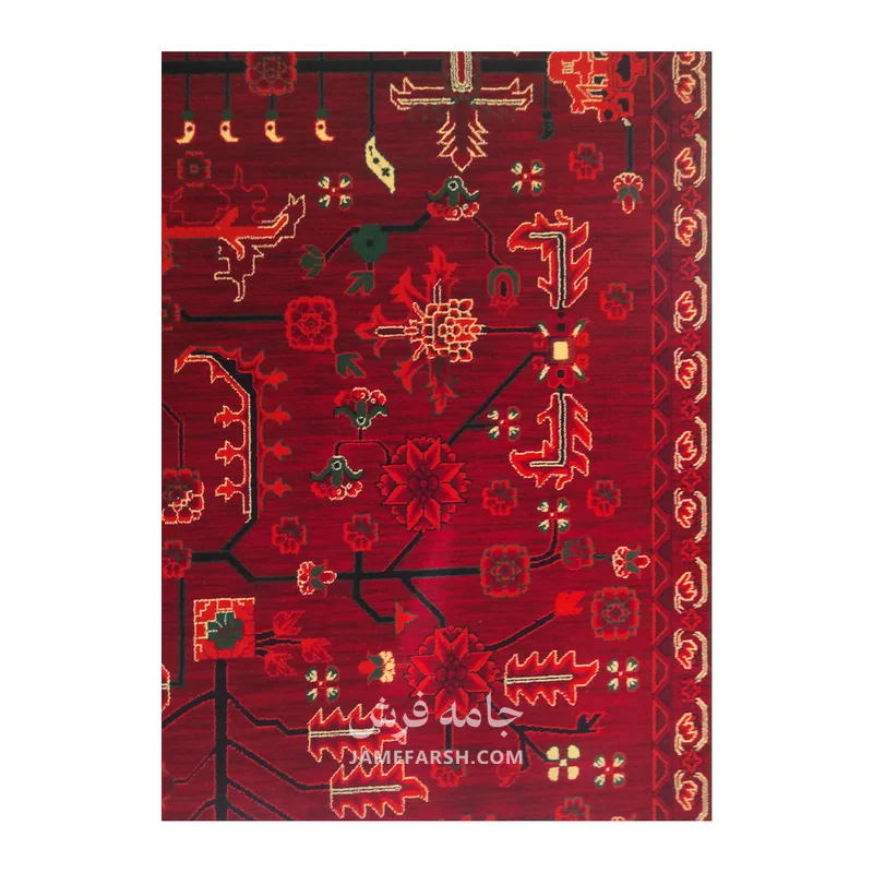 فرش مشهد سلطان‌آباد کد 871382، 700 شانه، رنگ لاکی – تصویر 5