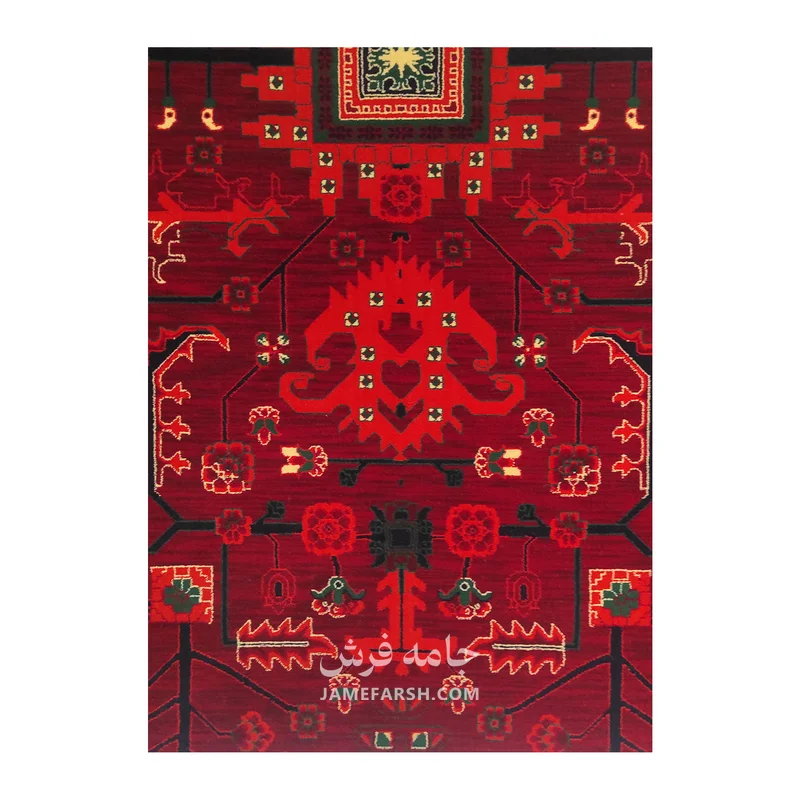 فرش مشهد سلطان‌آباد کد 871382، 700 شانه، رنگ لاکی – تصویر 6