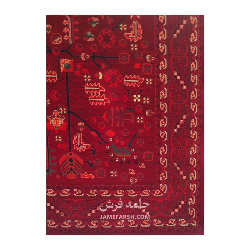 فرش مشهد سلطان‌آباد کد 871382، 700 شانه، رنگ لاکی – تصویر 8