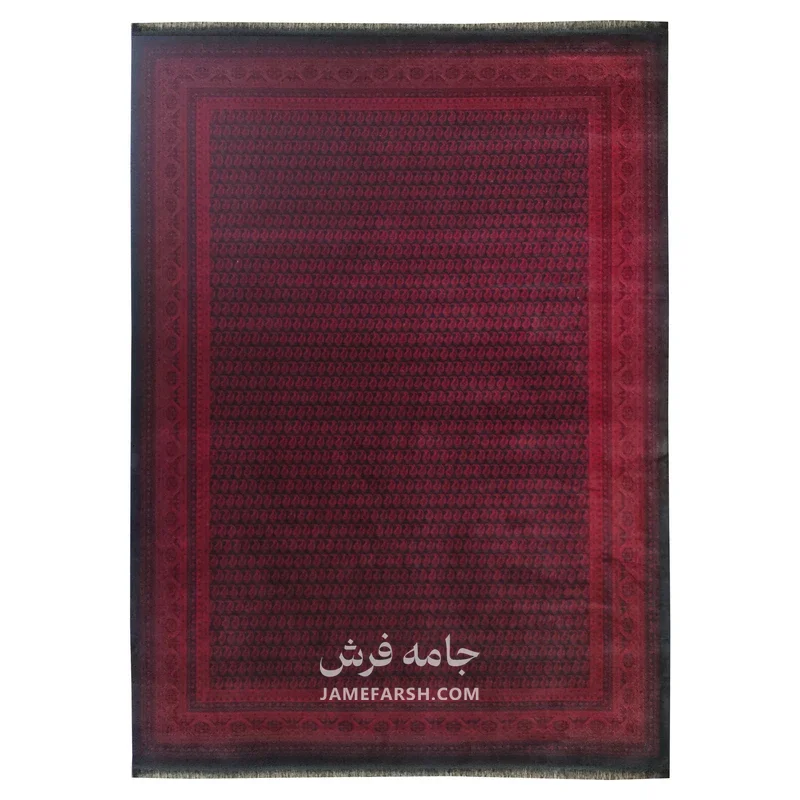 فرش مشهد ترکمن کد 871338، 700 شانه، رنگ لاکی – تصویر 2