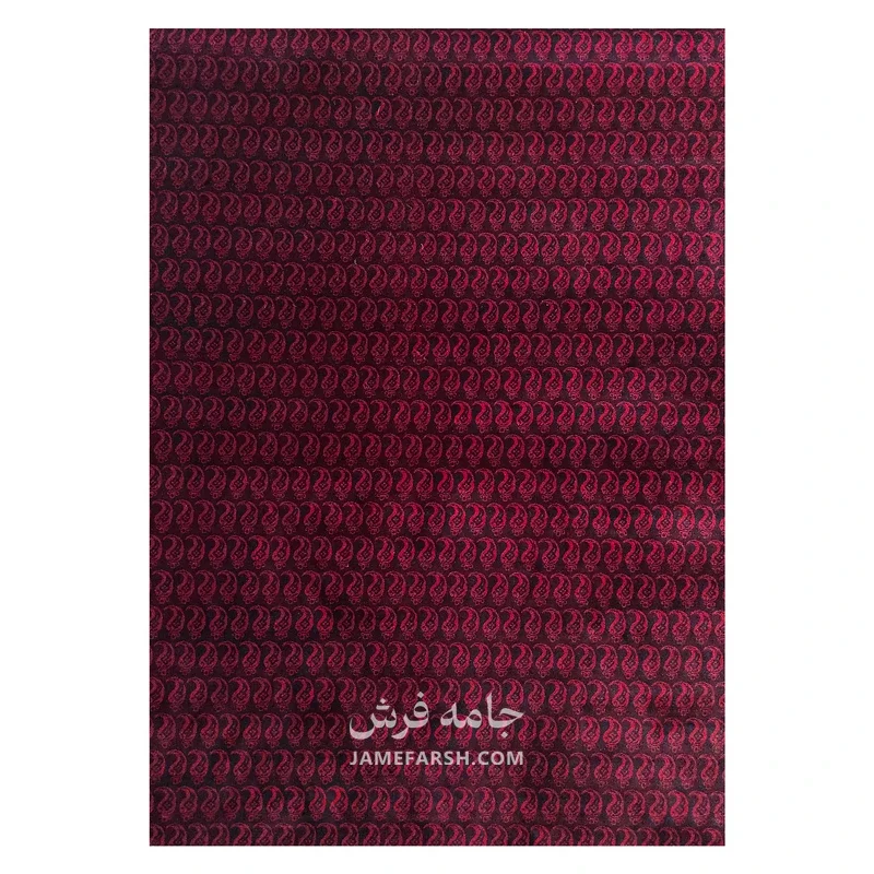 فرش مشهد ترکمن کد 871338، 700 شانه، رنگ لاکی – تصویر 3