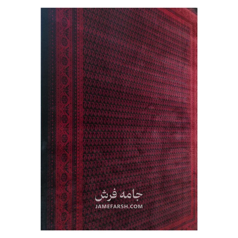 فرش مشهد ترکمن کد 871338، 700 شانه، رنگ لاکی – تصویر 4
