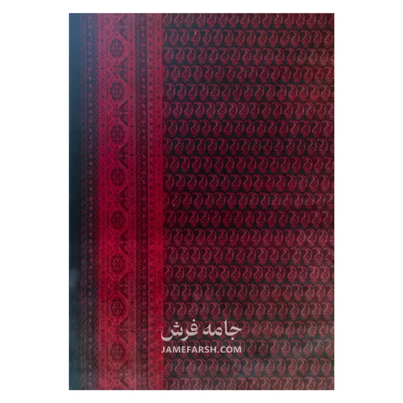 فرش مشهد ترکمن کد 871338، 700 شانه، رنگ لاکی – تصویر 5