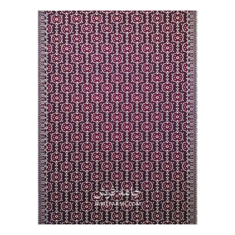 فرش مشهد ترکمن کد 871342، 700 شانه، رنگ عنابی – تصویر 3