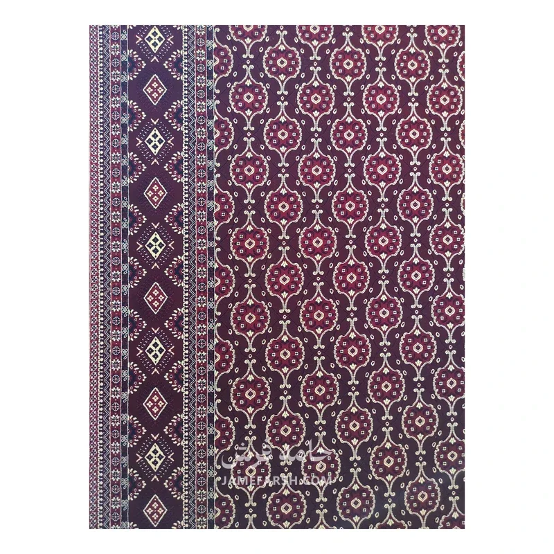 فرش مشهد ترکمن کد 871342، 700 شانه، رنگ عنابی – تصویر 5