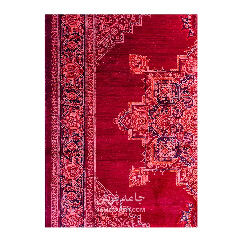 فرش مشهد هریس کد 871369، 700 شانه، رنگ لاکی – تصویر 4