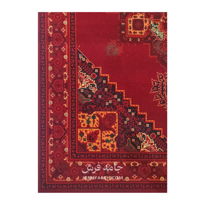 فرش مشهد بلوچی کد 871378، 700 شانه، رنگ لاکی – تصویر 7