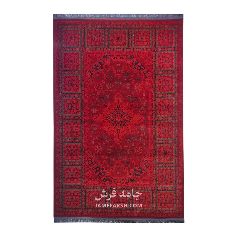 فرش مشهد بلوچی کد 871377، 700 شانه، رنگ لاکی – تصویر 1