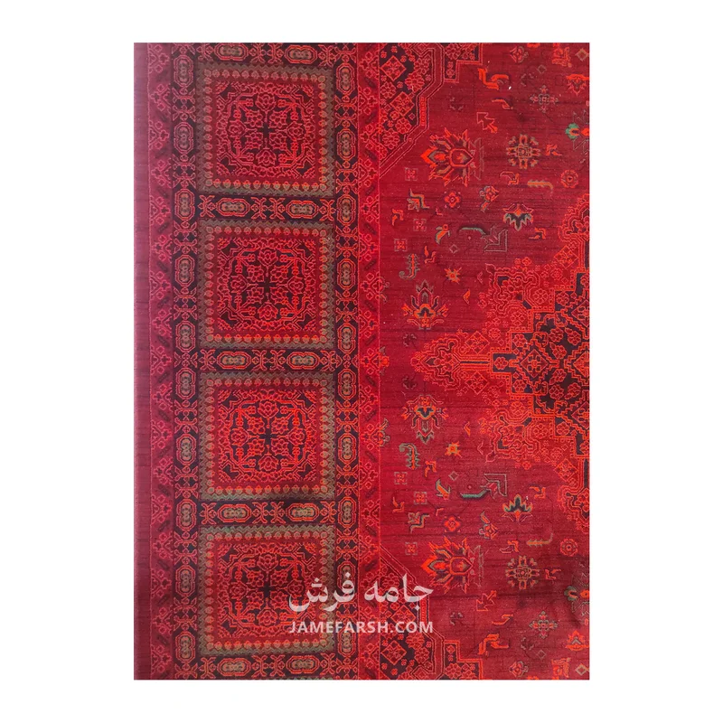 فرش مشهد بلوچی کد 871377، 700 شانه، رنگ لاکی – تصویر 2