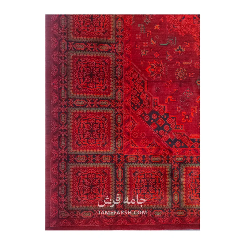 فرش مشهد بلوچی کد 871377، 700 شانه، رنگ لاکی – تصویر 3