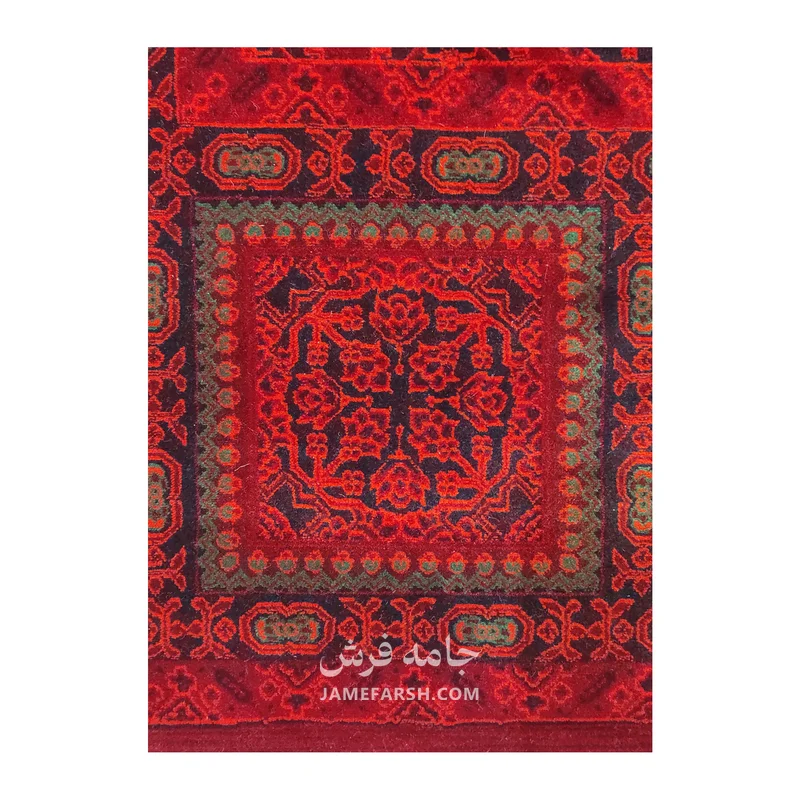 فرش مشهد بلوچی کد 871377، 700 شانه، رنگ لاکی – تصویر 4