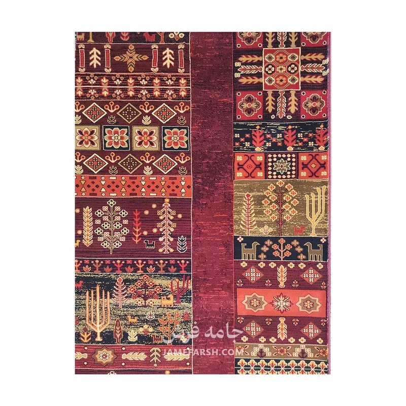 فرش بزرگمهر بلوچی کد 78007، 700 شانه، رنگ شرابی – تصویر 4