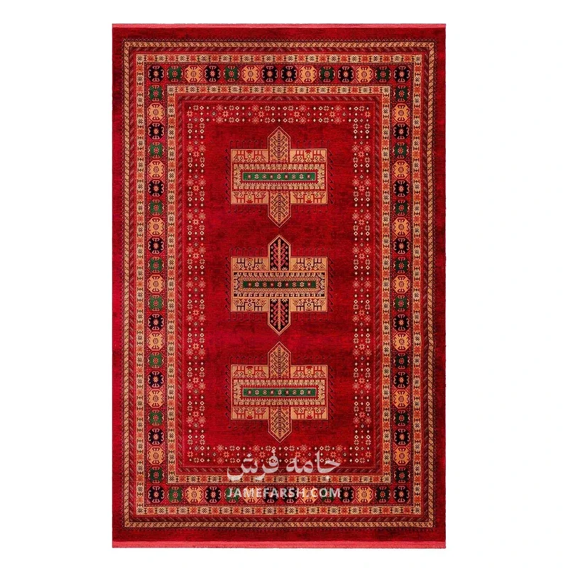 فرش بزرگمهر آریا بلوچی کد 78105، 700 شانه، رنگ شرابی – تصویر 2