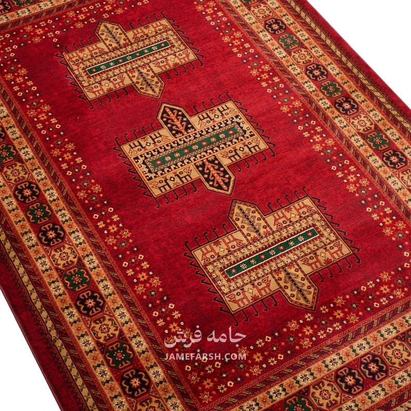 فرش بزرگمهر آریا بلوچی کد 78105، 700 شانه، رنگ شرابی – تصویر 4