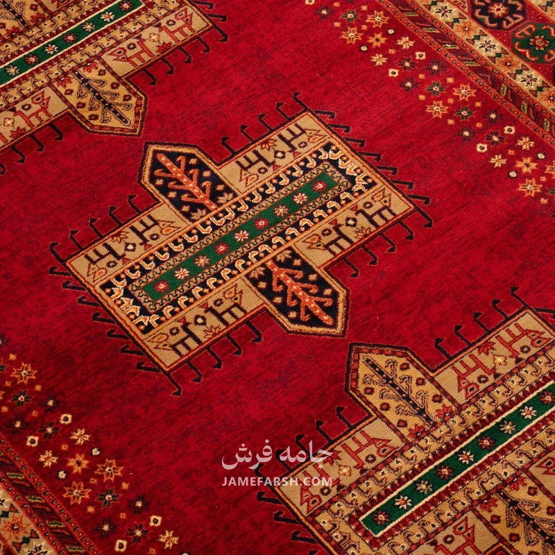 فرش بزرگمهر آریا بلوچی کد 78105، 700 شانه، رنگ شرابی – تصویر 5