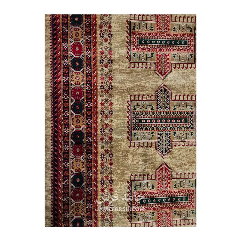 فرش بزرگمهر آریا بلوچی کد 78105، 700 شانه، رنگ گندمی – تصویر 5